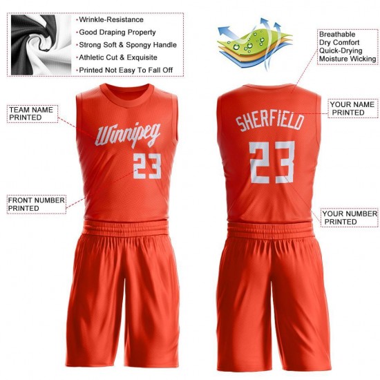 Custom Orange White Round Neck Suit Basketball Jersey Custom Orange White Round Neck Suit Basketball Jersey