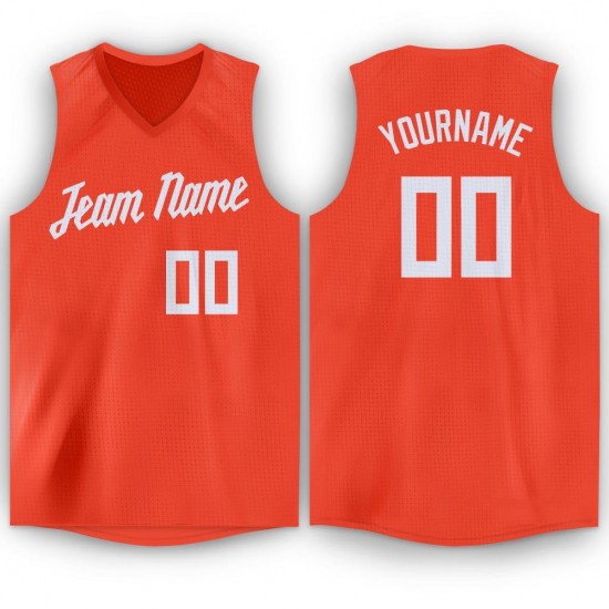 Custom Orange White V-Neck Basketball Jersey Custom Orange White V-Neck Basketball Jersey