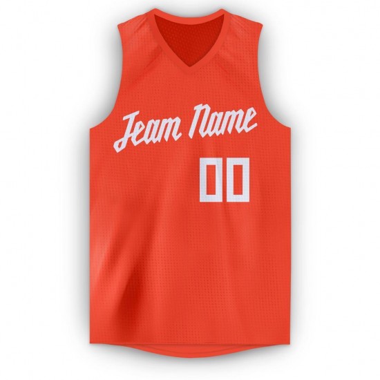 Custom Orange White V-Neck Basketball Jersey Custom Orange White V-Neck Basketball Jersey
