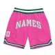 Custom Pink White-Kelly Green Authentic Throwback Basketball Shorts Custom Pink White-Kelly Green Authentic Throwback Basketball Shorts