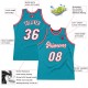 Custom Teal White-Red Authentic Throwback Basketball Jersey Custom Teal White-Red Authentic Throwback Basketball Jersey