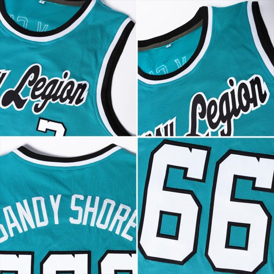 Custom Teal White-Red Authentic Throwback Basketball Jersey Custom Teal White-Red Authentic Throwback Basketball Jersey