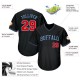Custom Black Red-Light Blue Authentic Throwback Rib-Knit Baseball Jersey Shirt Custom Black Red-Light Blue Authentic Throwback Rib-Knit Baseball Jersey Shirt