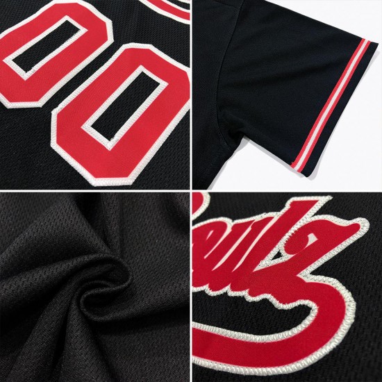 Custom Black Red-Light Blue Authentic Throwback Rib-Knit Baseball Jersey Shirt Custom Black Red-Light Blue Authentic Throwback Rib-Knit Baseball Jersey Shirt