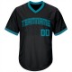 Custom Black Teal-Black Authentic Throwback Rib-Knit Baseball Jersey Shirt Custom Black Teal-Black Authentic Throwback Rib-Knit Baseball Jersey Shirt