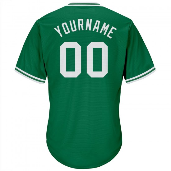 Custom Kelly Green White Authentic Throwback Rib-Knit Baseball Jersey Shirt Custom Kelly Green White Authentic Throwback Rib-Knit Baseball Jersey Shirt