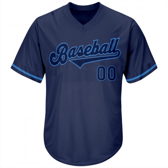 Custom Navy Navy-Powder Blue Authentic Throwback Rib-Knit Baseball Jersey Shirt Custom Navy Navy-Powder Blue Authentic Throwback Rib-Knit Baseball Jersey Shirt