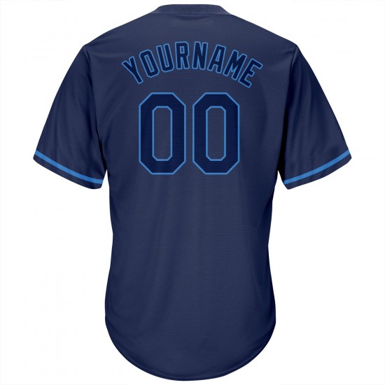Custom Navy Navy-Powder Blue Authentic Throwback Rib-Knit Baseball Jersey Shirt Custom Navy Navy-Powder Blue Authentic Throwback Rib-Knit Baseball Jersey Shirt