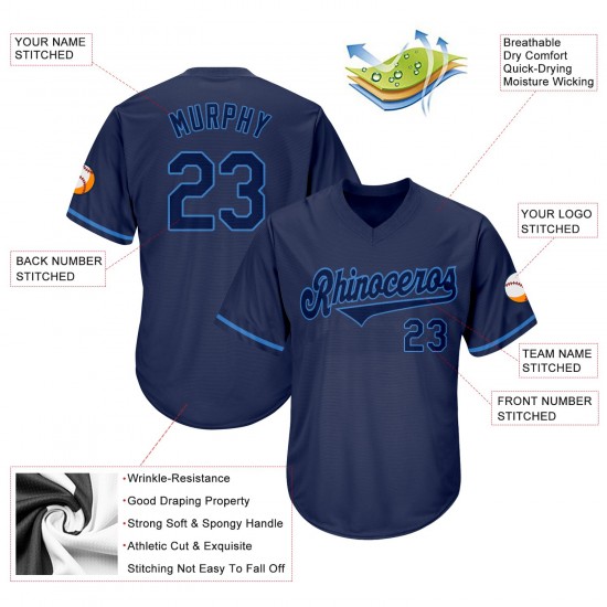Custom Navy Navy-Powder Blue Authentic Throwback Rib-Knit Baseball Jersey Shirt Custom Navy Navy-Powder Blue Authentic Throwback Rib-Knit Baseball Jersey Shirt