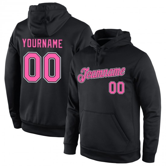Custom Stitched Black Pink-White Sports Pullover Sweatshirt Hoodie Custom Stitched Black Pink-White Sports Pullover Sweatshirt Hoodie