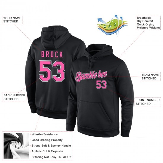 Custom Stitched Black Pink-White Sports Pullover Sweatshirt Hoodie Custom Stitched Black Pink-White Sports Pullover Sweatshirt Hoodie