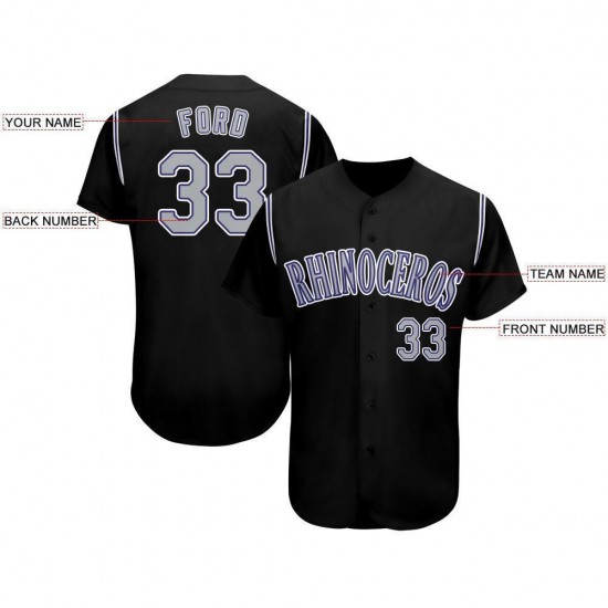Custom Black Gray-Purple Baseball Jersey Custom Black Gray-Purple Baseball Jersey
