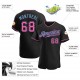 Custom Black Pink-Light Blue Authentic Baseball Jersey Custom Black Pink-Light Blue Authentic Baseball Jersey