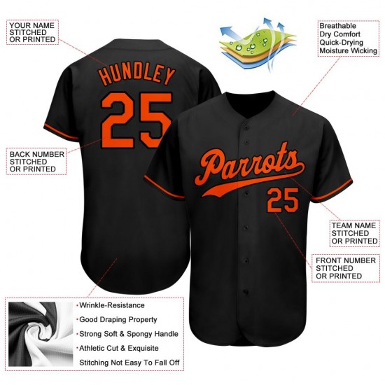Custom Black Orange Authentic Baseball Jersey Custom Black Orange Authentic Baseball Jersey