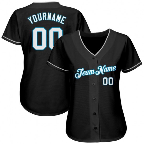 Custom Black White-Panther Blue Authentic Baseball Jersey Custom Black White-Panther Blue Authentic Baseball Jersey