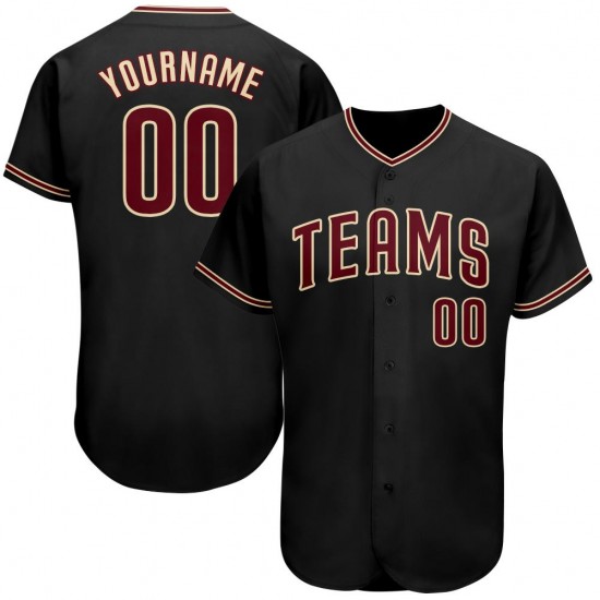 Custom Black Crimson-Khaki Authentic Baseball Jersey Custom Black Crimson-Khaki Authentic Baseball Jersey