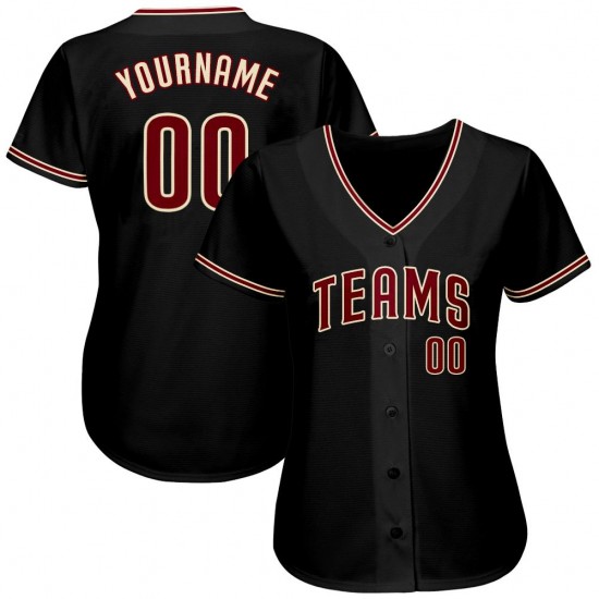 Custom Black Crimson-Khaki Authentic Baseball Jersey Custom Black Crimson-Khaki Authentic Baseball Jersey
