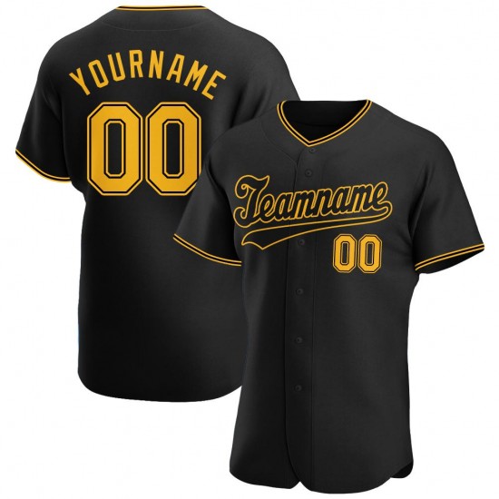 Custom Black Gold-Black Authentic Baseball Jersey Custom Black Gold-Black Authentic Baseball Jersey