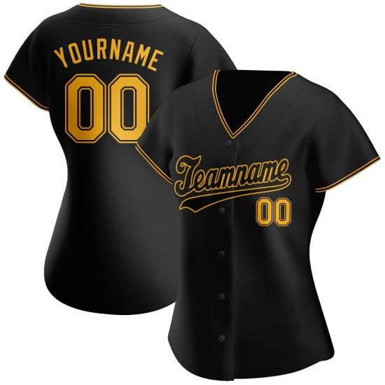 Custom Black Gold-Black Authentic Baseball Jersey Custom Black Gold-Black Authentic Baseball Jersey
