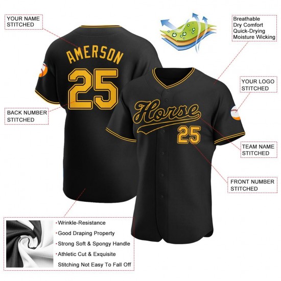 Custom Black Gold-Black Authentic Baseball Jersey Custom Black Gold-Black Authentic Baseball Jersey