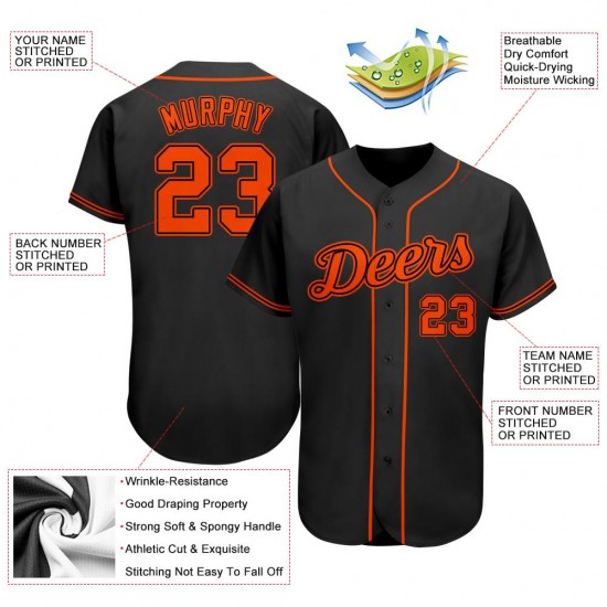 Custom Black Orange Authentic Baseball Jersey Custom Black Orange Authentic Baseball Jersey