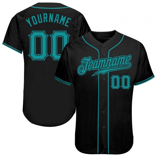 Custom Black Aqua Authentic Baseball Jersey Custom Black Aqua Authentic Baseball Jersey