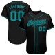 Custom Black Aqua Authentic Baseball Jersey Custom Black Aqua Authentic Baseball Jersey
