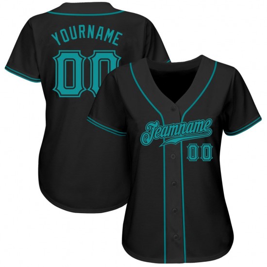 Custom Black Aqua Authentic Baseball Jersey Custom Black Aqua Authentic Baseball Jersey