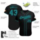 Custom Black Aqua Authentic Baseball Jersey Custom Black Aqua Authentic Baseball Jersey