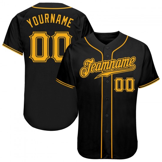 Custom Black Gold Authentic Baseball Jersey Custom Black Gold Authentic Baseball Jersey