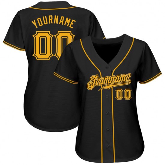Custom Black Gold Authentic Baseball Jersey Custom Black Gold Authentic Baseball Jersey