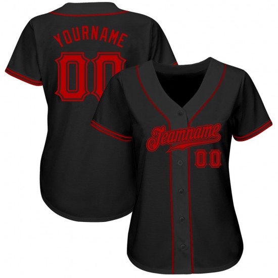 Custom Black Red Authentic Baseball Jersey Custom Black Red Authentic Baseball Jersey