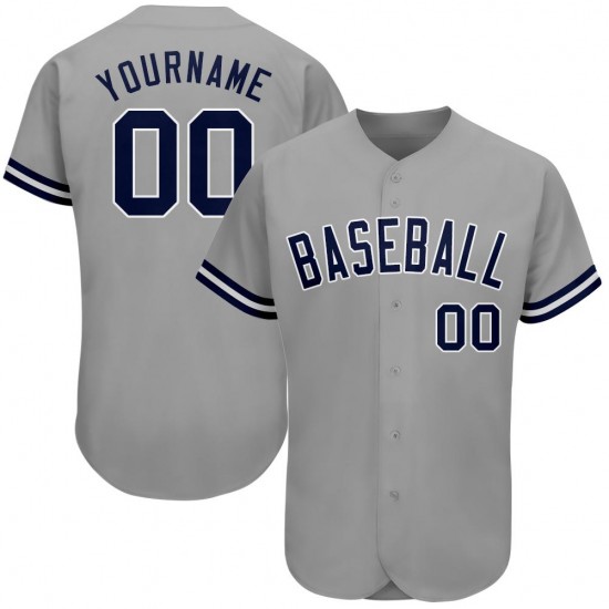 Custom Gray Navy-White Authentic Baseball Jersey Custom Gray Navy-White Authentic Baseball Jersey
