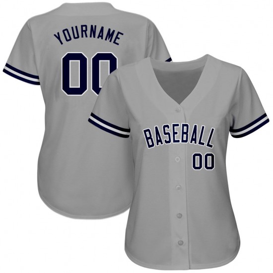 Custom Gray Navy-White Authentic Baseball Jersey Custom Gray Navy-White Authentic Baseball Jersey