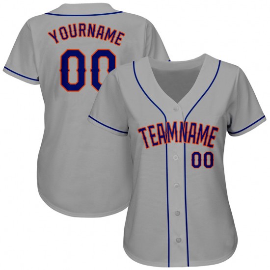 Custom Gray Royal-Orange Authentic Baseball Jersey Custom Gray Royal-Orange Authentic Baseball Jersey