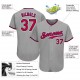 Custom Gray Red-Navy Authentic Baseball Jersey Custom Gray Red-Navy Authentic Baseball Jersey