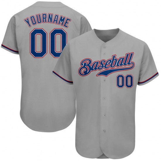 Custom Gray Royal-Red Authentic Baseball Jersey Custom Gray Royal-Red Authentic Baseball Jersey