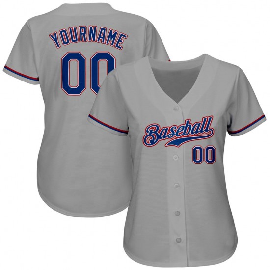 Custom Gray Royal-Red Authentic Baseball Jersey Custom Gray Royal-Red Authentic Baseball Jersey