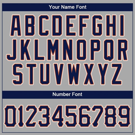 Custom Gray Navy-Orange Authentic Baseball Jersey Custom Gray Navy-Orange Authentic Baseball Jersey