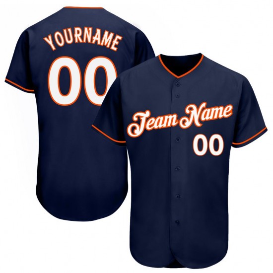 Custom Navy White-Orange Authentic Baseball Jersey Custom Navy White-Orange Authentic Baseball Jersey