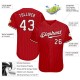 Custom Red Black Strip White-Black Authentic Baseball Jersey Custom Red Black Strip White-Black Authentic Baseball Jersey
