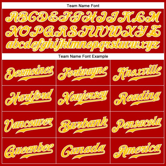 Custom Red Gold Strip Gold-White Authentic Baseball Jersey