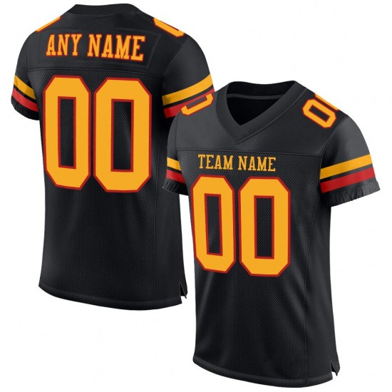 Custom Black Gold-Scarlet Mesh Authentic Football Jersey Custom Black Gold-Scarlet Mesh Authentic Football Jersey