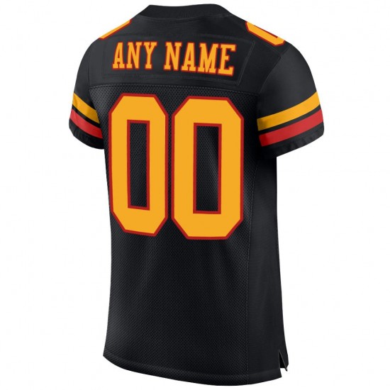 Custom Black Gold-Scarlet Mesh Authentic Football Jersey Custom Black Gold-Scarlet Mesh Authentic Football Jersey