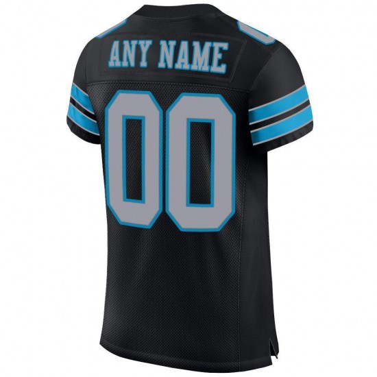 Custom Black Light Gray-Panther Blue Mesh Authentic Football Jersey Custom Black Light Gray-Panther Blue Mesh Authentic Football Jersey