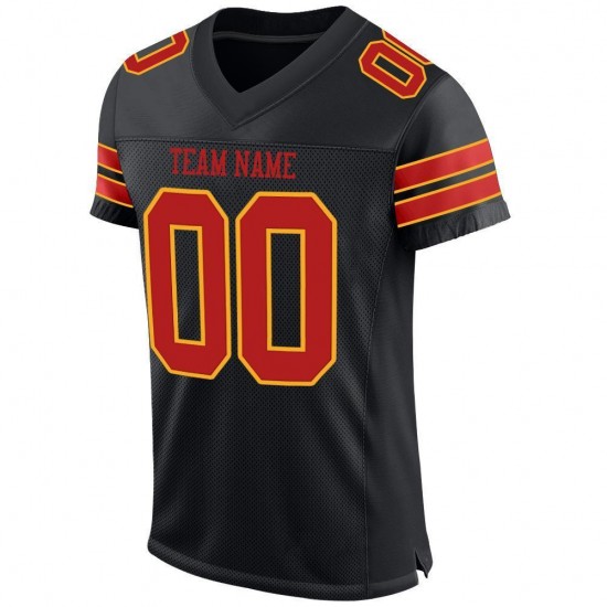 Custom Black Scarlet-Gold Mesh Authentic Football Jersey Custom Black Scarlet-Gold Mesh Authentic Football Jersey