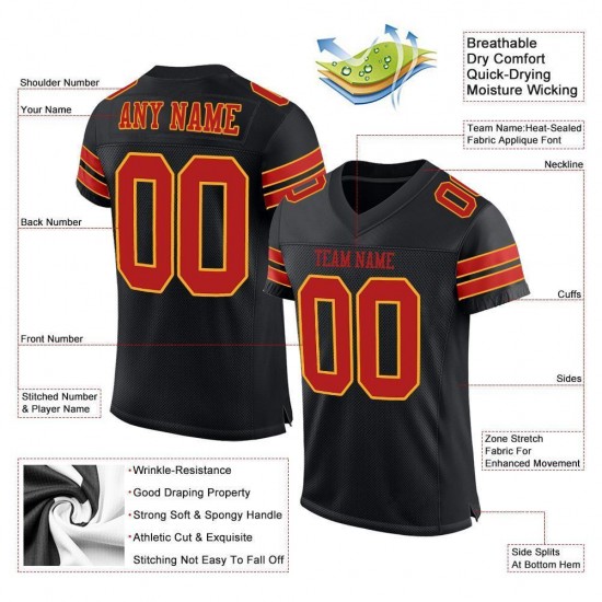 Custom Black Scarlet-Gold Mesh Authentic Football Jersey Custom Black Scarlet-Gold Mesh Authentic Football Jersey