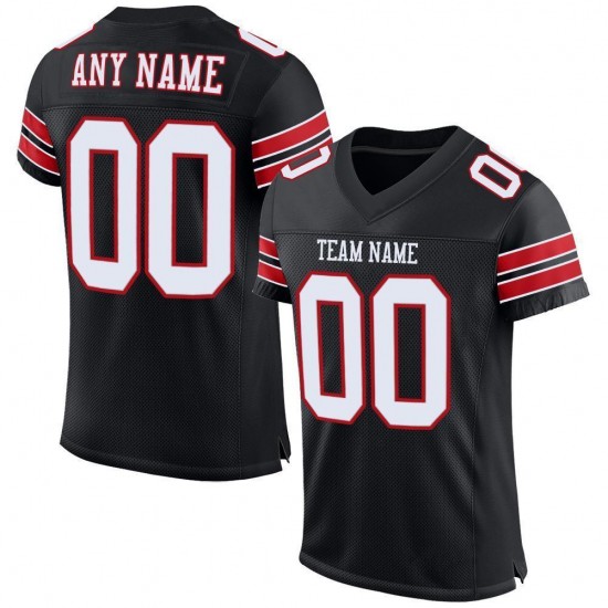 Custom Black White-Red Mesh Authentic Football Jersey Custom Black White-Red Mesh Authentic Football Jersey