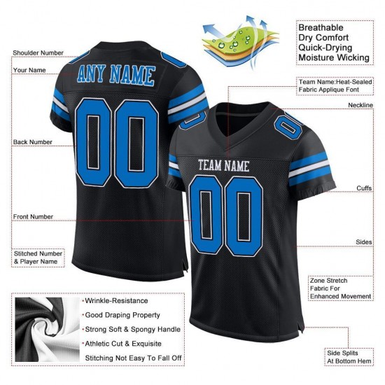 Custom Black Panther Blue-White Mesh Authentic Football Jersey Custom Black Panther Blue-White Mesh Authentic Football Jersey
