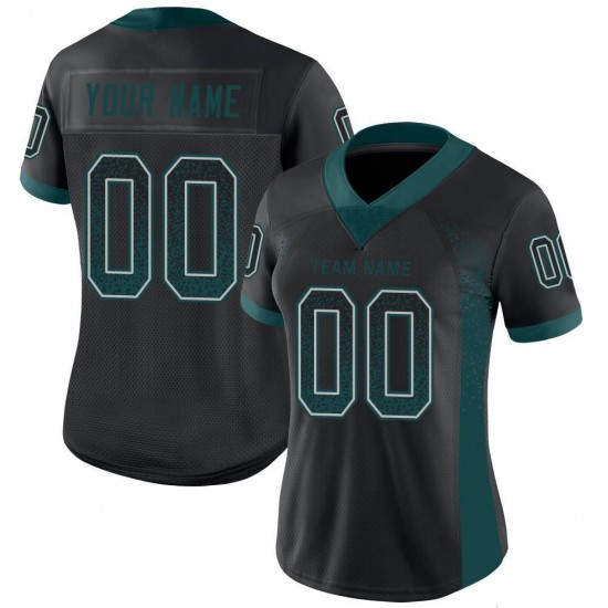 Custom Black Midnight Green-Gray Mesh Drift Fashion Football Jersey Custom Black Midnight Green-Gray Mesh Drift Fashion Football Jersey